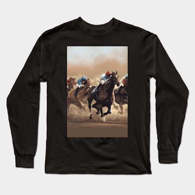 Horse Racing Sports at the Track Long Sleeve T-Shirt by LittleBean